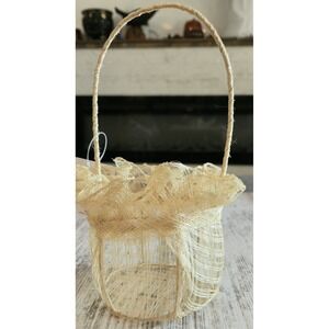 Walmart Sinamay Easter Basket Ivory Ruffle Philippines SY2272 NOS Tags